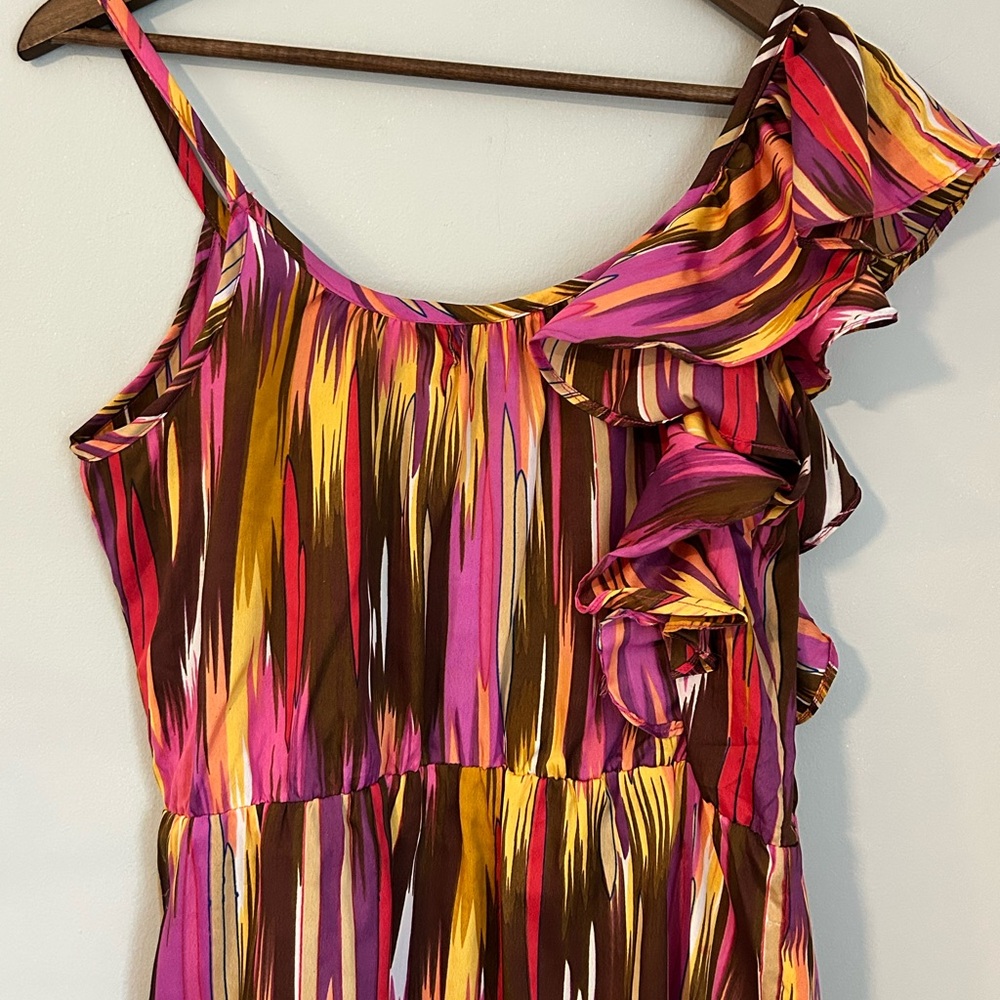 Envy Me One-Shoulder Ruffle Multicolor Dress – Size L - Picture 6 of 7